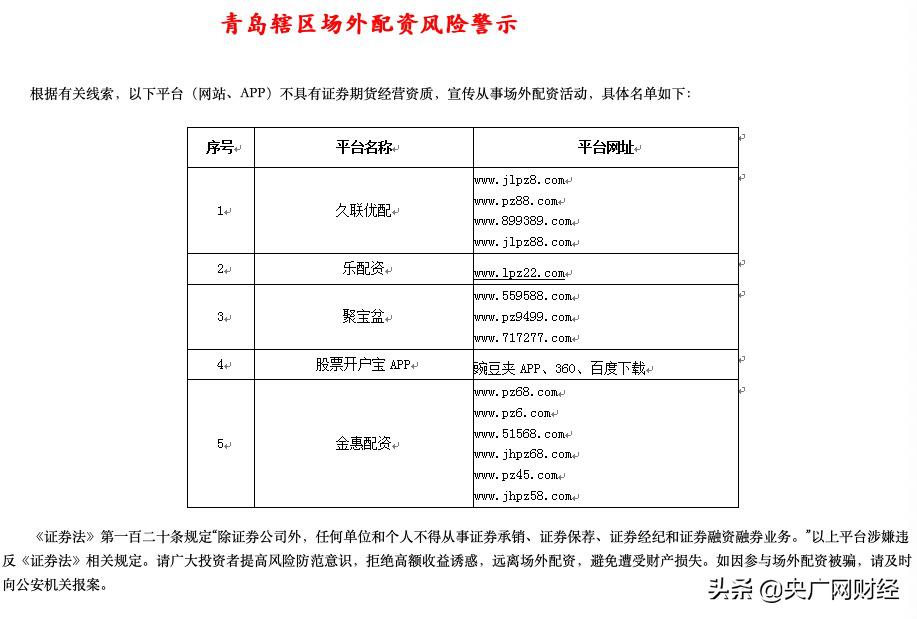 多地证监局发布场外配资风险警示及公布机构黑名单